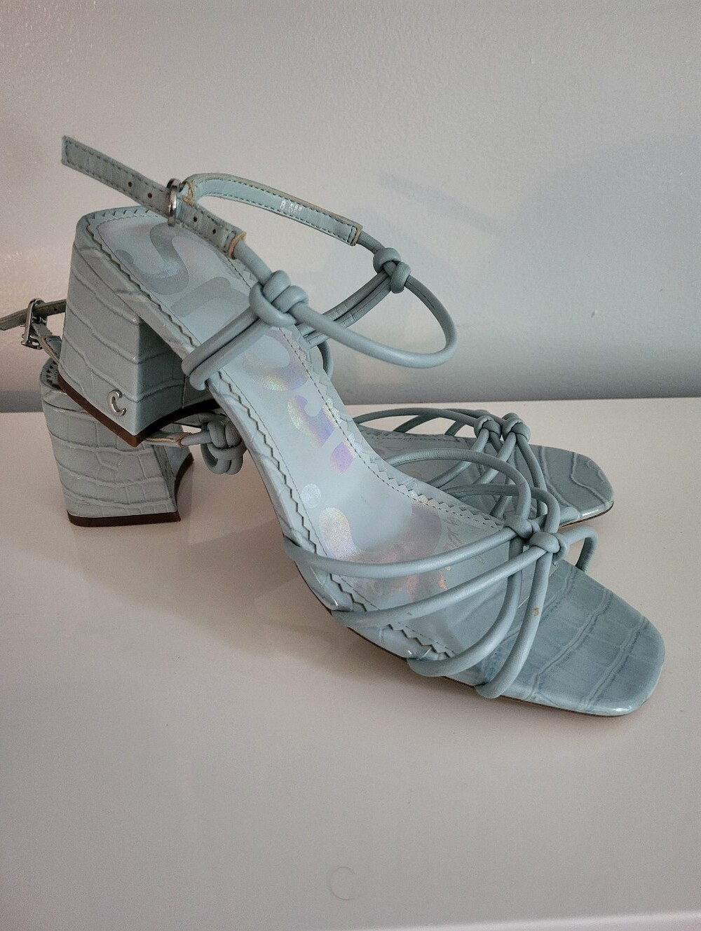 Circus by Sam Edelman Pale Blue Knotted Strap Block Heel Sandals